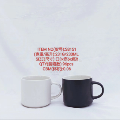 Factory Direct Sales Ceramic Creative Personalized Trend New Fashion Water Cup Ceramic Short Straight Cup Color Glaze S8151