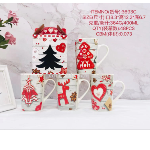 Factory Direct Sales Ceramic Creative Personalized Trend New Fashion Water Cup High Cone Cup Christmas 3693c