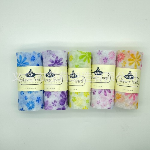 韩式印花搓澡巾五色小花款洗澡搓背澡巾沐浴用品泡泡沐浴巾桑拿巾