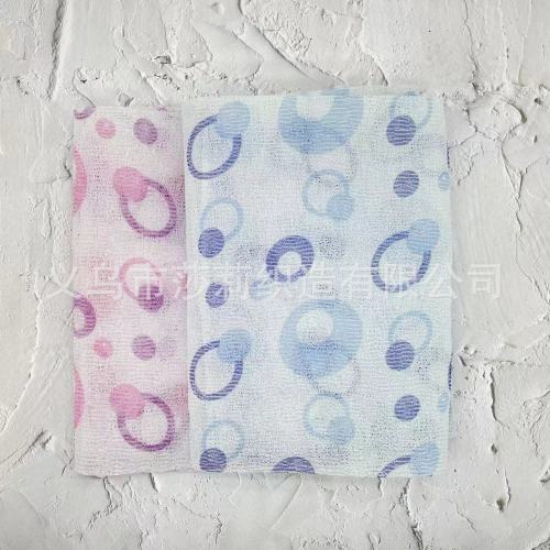 厂家直销印花卷筒温泉桑拿巾 沐浴发泡巾泡泡搓澡巾 长条浴擦浴花