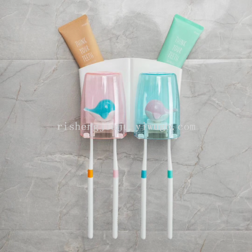 Creative Trending Products with Double Cups Toothbrush Cup Holder Bathroom with Cups Toothpaste Holder Washing Set Wholesale RS-7464