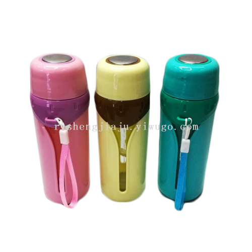 Plastic Box Double-Layer Sealed Glass with Handle Creative Handy Double-Layer Plastic Glass RS-200321
