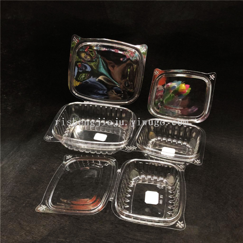 transparent siamese lid salad box wholesale disposable transparent salad box takeaway siamese packing box rs-1618