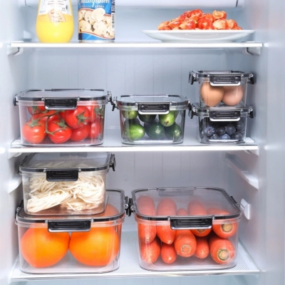 Z61-ZG-1238 Fridge Organizer, Stackable Refrigerator Organizer Bins with Lids, BPA-Free Produce Fruit Storage Containers for Fridge Organizers and Storage Clear for Food, Drinks, Vegetable Storage