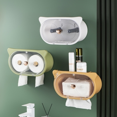C26-0535 Storage Box Wall-Mounted Cleaning Towel Storage Rack Tissue Box Storage Box Cute Shape Storage Box
