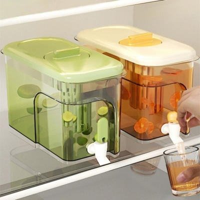 S44-1006 Cold Water Bottle with Faucet Refrigerator Cold Boiled Water Fruit Juice Tea Beverage Large Capacity Cooler with Lid