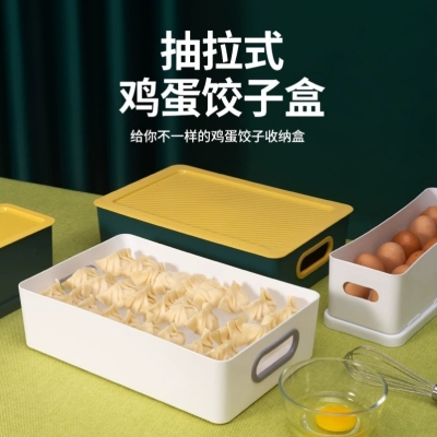 C70-JY130 Kitchen Egg Storage Box Drawer Type 12-Grid Plastic Dumplings Box Multi-Layer Wonton Quick-Frozen Crisper