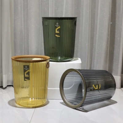X111-2739 Light Luxury Transparent Detachable Built-in Clamping Ring Trash Can Simple Style Trash Can Storage Wastebasket