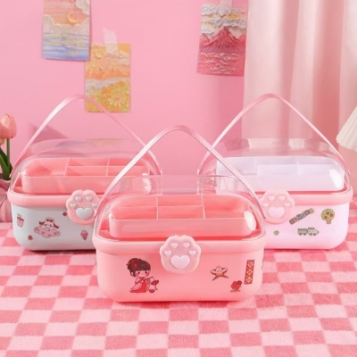Y146-Cat's Paw Storage Box Hair Accessory Organizer Barrettes Hairclip Decoration Jewelry Box Head Rope Rubber Band Baby Jewelry Box