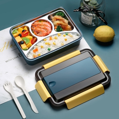 J129-XC-517 Stainless Steel 304 Lunch Box Water Injection Heating Portable Student Compartment Lunch Box Lunch Box