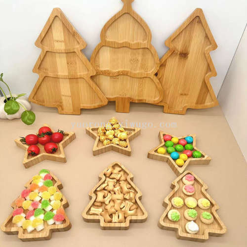 green christmas tree tray bamboo plate fruit plate wooden dish plate tray wholesale