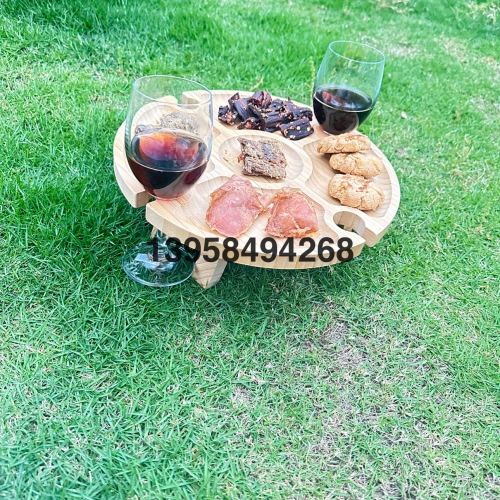 bamboo outdoor folding table beach camping wine table foldable picnic table with concave cao red wine cup holder