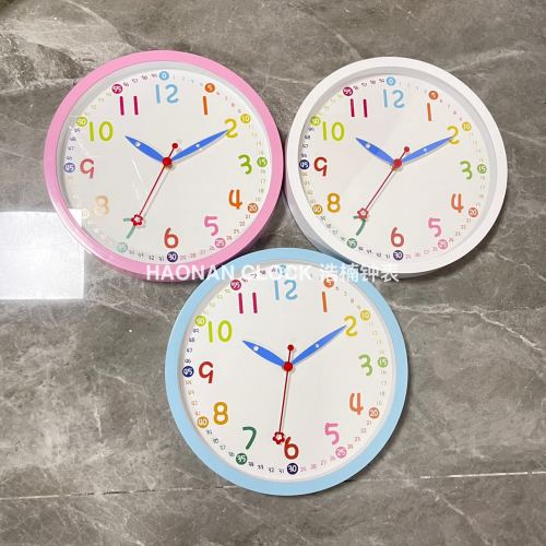 Children‘s Room Early Education Creative Clock Punch-Free Fresh Cartoon Mute Clock Student Learning Wall-Mounted Home Wall Clock