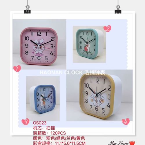 Simple Cartoon Rabbit Children‘s Alarm Clock Decoration Creative Student Gift Bedside Mute Alarm Clock Second Sweeping Clock