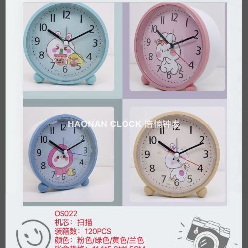 Simple Cartoon Rabbit Children‘s Alarm Clock Decoration Creative Student Gift Bedside Mute Alarm Clock Second Sweeping Clock