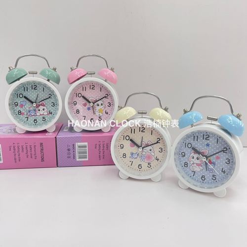 Alarm Clock Student Children‘s Special Wake-up Artifact Bedside Mute with Light Alarm New Cartoon Small Clock Iron Bell