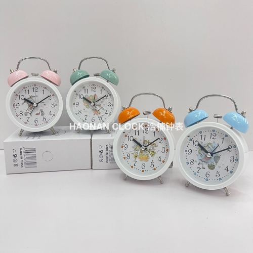 Children‘s Alarm Clock Student Only Alarm Clock Bell Cute Rabbit Rabbit Alarm Clock Night Light Double Bell Mute Creative Clock