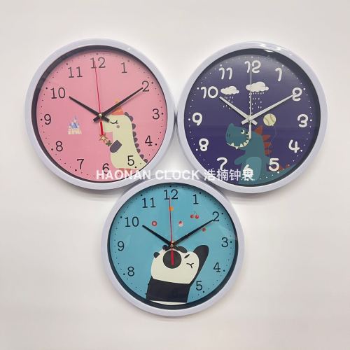 Round Wall Clock Cartoon Clock Dial Cute Creative Clock Bedroom Decoration Fashion Wall Clock Plastic Quartz Clock 25cm