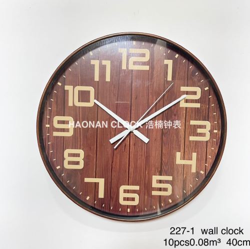 Modern Creative Wood Grain Cloth Pattern Wall Clock Living Room Bedroom Fashion Noiseless Clock round Number Quartz Clock 40cm