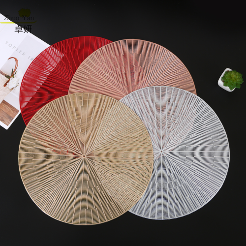 color round placemat affordable luxury style dining table cushion pvc texture heat proof mat ins hollow decorative pad dish mat