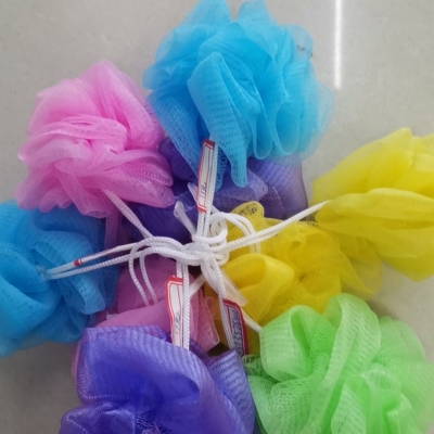 Factory Direct sales colorful mixed color bath loofah Mesh sponge cute back rubbing sparkling bath bath towel