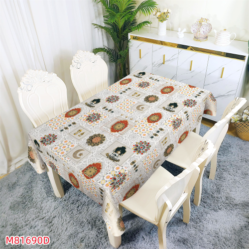 PVC Tablecloth Polyester Printing Middle East Muslim Star Moon Coffee Table Cloth Waterproof Tablecloth Cover Cloth Hair Generation