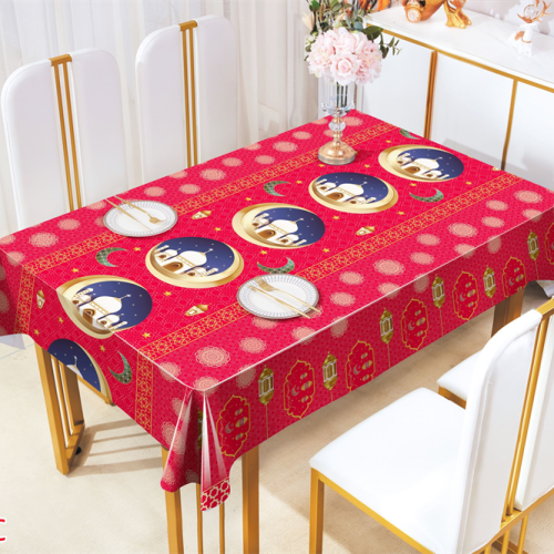 源头厂家穆斯林装饰桌布月亮节日礼品家用 家用印花 PVC桌布