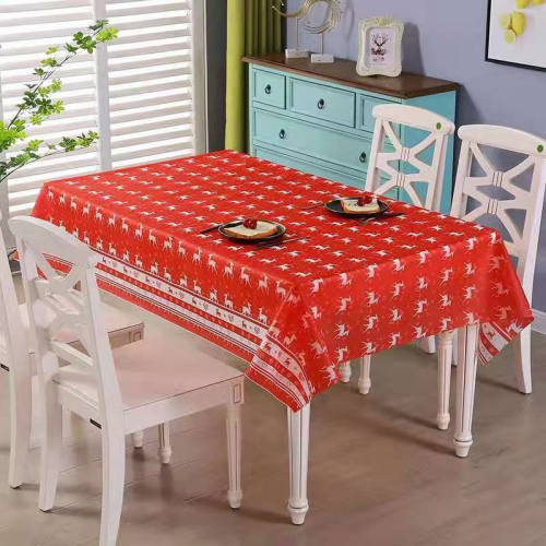 Christmas Decorative Tablecloth Tablecloth PVC Tablecloth Cross-Border Hot Sale Snowflake Santa Claus Tablecloth Factory Direct Sales
