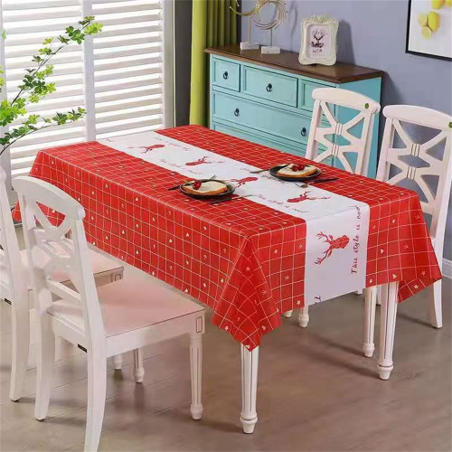 Christmas Decorative Tablecloth Tablecloth PVC Tablecloth Cross-Border Hot Sale Snowflake Santa Claus Tablecloth Factory Direct Sales