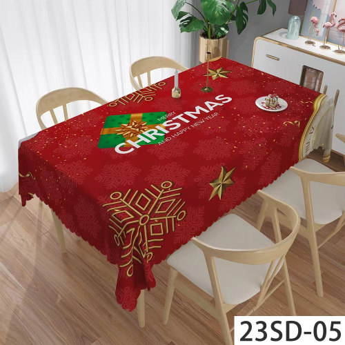 跨境冬季圣诞节日雪花桌布派对宴会装饰茶几餐桌防水防油台布批发