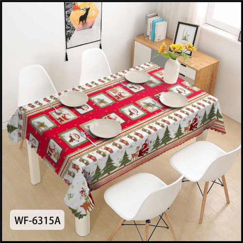 Tablecloth Christmas Festival Decoration Environmental Protection PVC Tablecloth Water-Proof， Oil-Proof and Non-Slip Disposable Christmas Coffee Table Cover Cloth