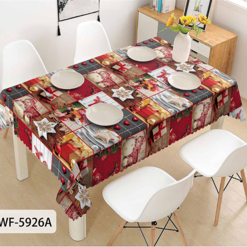 Tablecloth Christmas Festival Decoration Environmental Protection PVC Tablecloth Water-Proof， Oil-Proof and Non-Slip Disposable Christmas Coffee Table Cover Cloth