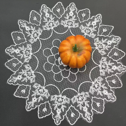 圆形杯垫餐垫刺绣花边桌布ins复古风法式桌垫拍摄道具摆件