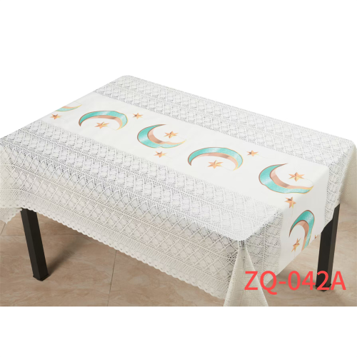 穆斯林桌布节日星星月亮桌布PVC宴会装饰餐桌布防水防油台布批发