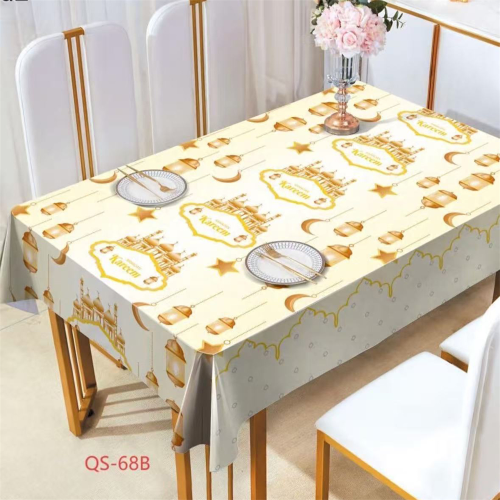 星星月亮桌布PVC穆斯林桌布餐桌布防水防油节日宴会装饰台布批发
