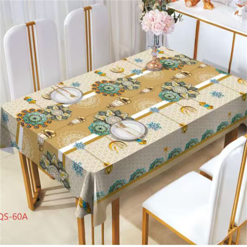 星星月亮桌布PVC穆斯林桌布餐桌布防水防油节日宴会装饰台布批发