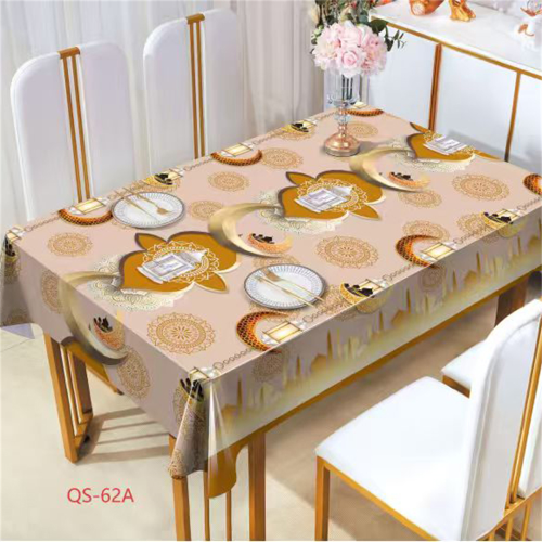 星星月亮桌布PVC穆斯林桌布餐桌布防水防油节日宴会装饰台布批发