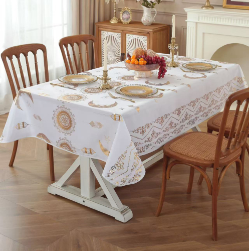 防水防油台布批发穆斯林桌布节日星星月亮桌布PVC宴会装饰餐桌布