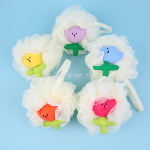 [Clear Branches] Mesh Sponge Cute Cartoon Cloth Tulip Clean Skin Lots of Foaming Factory Quality Assurance