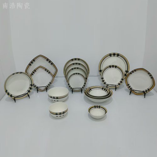 北欧轻奢碗盘家用陶瓷西餐厅牛排骨瓷盘子餐具样板间创意圆盘