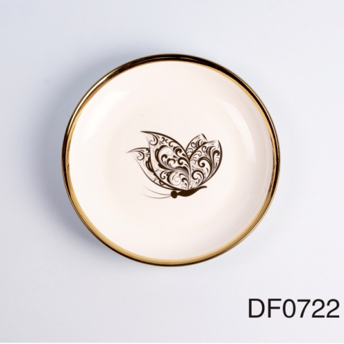 陶瓷餐具欧式镀金边餐盘北欧圆盘家用陶瓷盘牛排盘 水果甜品碟子