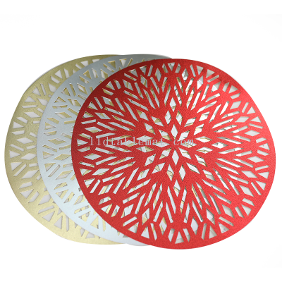 European Style Circular Hollowed-out Waterproof Western Placemat pvc plastic Textilene Mat rectangle Tablemat