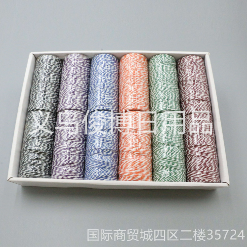 Hand-Made Cotton Threads Large Roll Multi-Color Section Dyed Gradient Strand Dragon Boat Festival DIY Hand-Knit Necklace Bracelet Thread