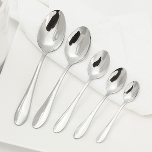 410 stainless steel spoon sub adult and children tip round spoon customizable logo canteen hotel spoon tableware 5 sizes