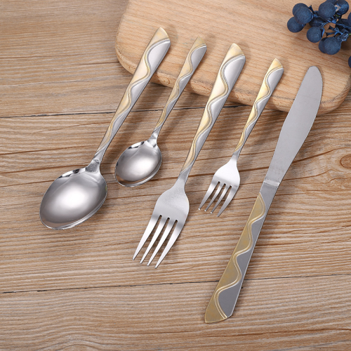 factory direct sales stainless steel spoon tableware portable stainless steel spoon fork steak knife set