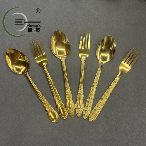 [Chengfa] Foreign Trade Golden Spoon Fork Tableware Gold-Plated Spoon Spoon Thin Knife， Fork and Spoon Stainless Steel
