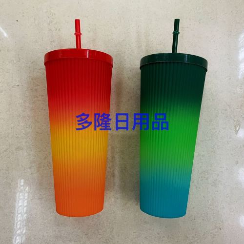 9942-7 Cup with Straw Rainbow Cups Set Internet Celebrity Cup
