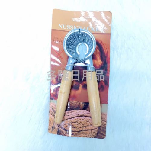 Small Handle Walnut Cracker Wooden Handle Clip Nut Clip Labor-Saving Not Dirty Handbag Iron Clip Small Size Walnut Cracker