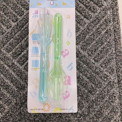knife and fork three-piece set foreign trade products ps three-piece set knife， fork and spoon suit plastic children‘s tableware spoon fork