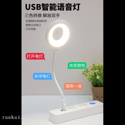 Full Intelligent Voice Control  Lamp USB Color Light Led Mini Creative Lamp Small Induction Night Lamp Bedroo Sleep Lamp